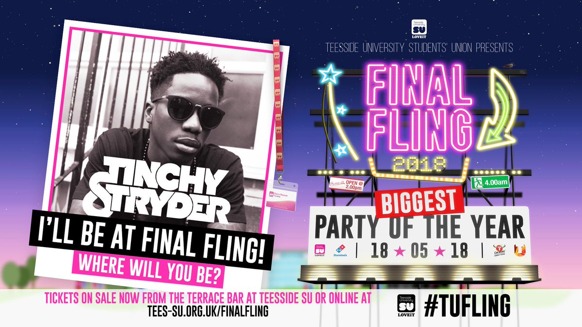 <a href="/TinchyStryder/">Tinchy Stryder</a> has joined the #tufling line up! Find out more about him and all the other amazing acts playing including <a href="/SigalaMusic/">Sigala</a> <a href="/vengaboys/">Vengaboys</a> &amp; <a href="/kellileighuk/">Kelli-Leigh</a>!  tinyurl.com/tusuflingacts