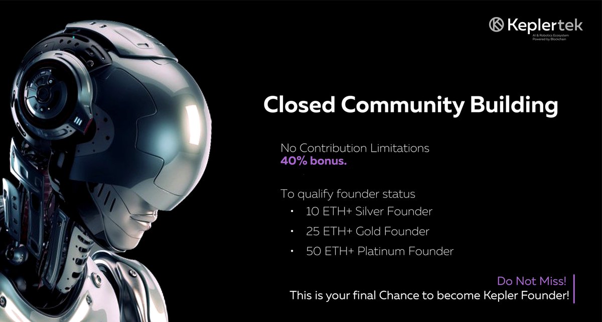KeplerTek's tweet image. Kelpertek announces "closed Community Building stage", where only white listed users will have opportunity to participate in closed sale.

📌To get white listed, Visit the following link and accomplish at least 2 tasks: keplertek.org/dashboard/whit…