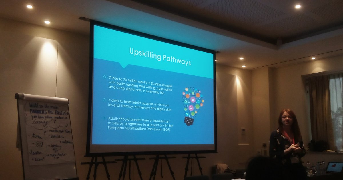 earlallEU's tweet photo. Adult learning workshop at #ACIG2018 by @aontas. Skills assessment > learning offer > recognition and validation for a successful integration of adults below EQF 3/4. https://t.co/515hpZkVtx