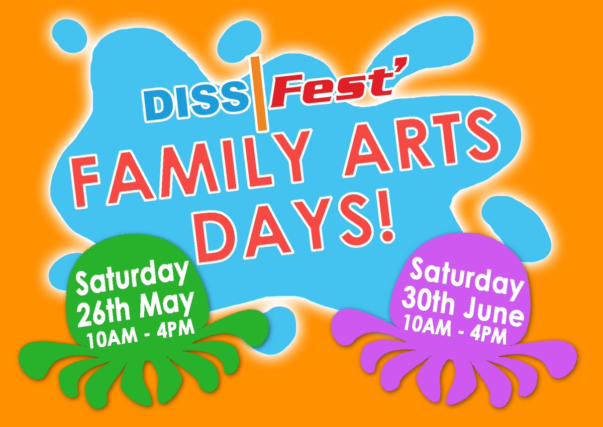 We are running TWO (yes, two!) more Family Arts Days leading up to #DissFest in May and June. Free to attend, for families and young people. Making decorations for <a href="/DissCarnival/">Diss Town Carnival</a> and #DissFest