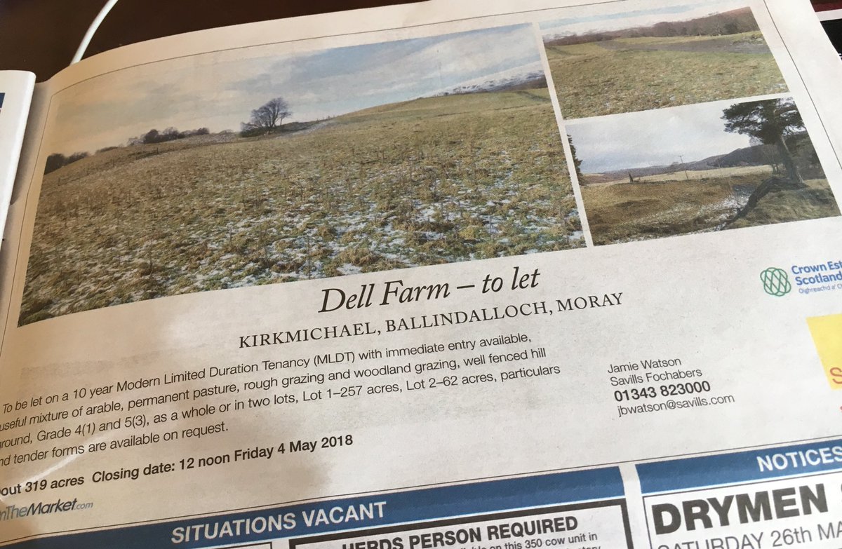 ACL14's tweet photo. Great to see the great work of @CrownEstateScot on letting land in Scotland continuing. They have been consistently bringing things on when possible and supporting a very limited market. Not easy to do, but so worthwhile. #NewEntrants #Opportunity #FarmToLet https://t.co/oebTlzfcPQ