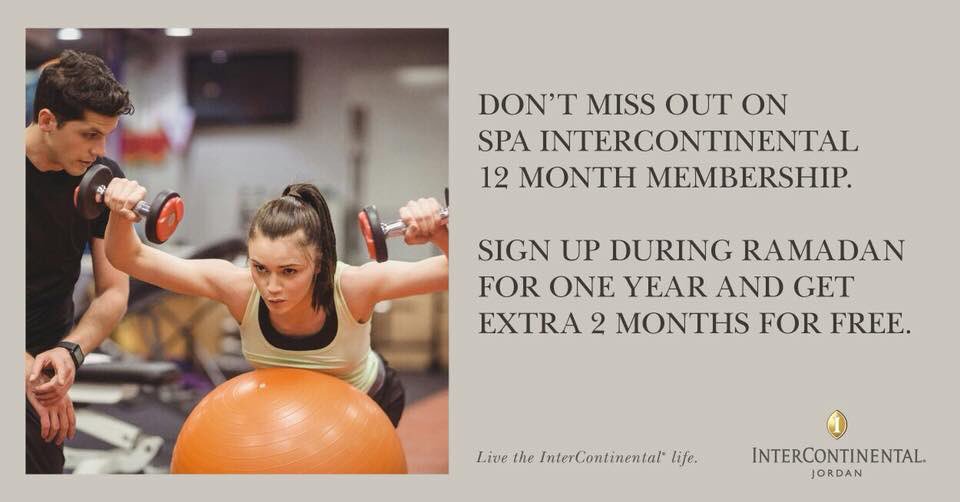 ICJordanHotel's tweet photo. Sign up for One Year Membership and get extra 2 months for free. Call us today at (00962-6) 4641361
#InterContinentalJordan #InterContinentalLife #SPA https://t.co/2pOqSYo3ST