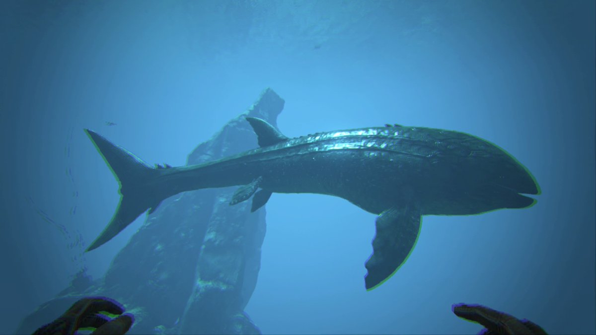 ARK_creaturebot's tweet photo. リードシクティス
史上最大の魚類。テイム不可。近付いても敵対しない。しかし、筏に対してのみ何故か攻撃的で、恐ろしい速度で襲来し数回の攻撃でぶち壊される。体力も勿論高いので対策無しでは為す術がない。筏に親でも殺されたのだろうか…https://t.co/zRGQlJgXKW