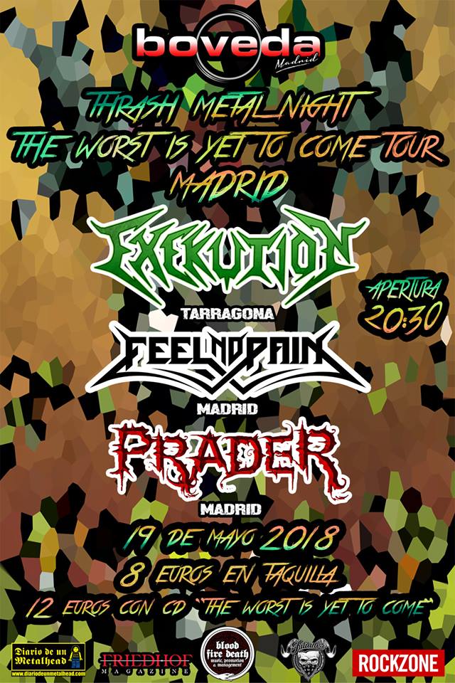 .<a href="/ExekutionThrash/">Exekution</a> junto a <a href="/feelnopainband/">Feel No Pain</a> y <a href="/PRADERTHRASH/">PRADER</a> en Madrid en mayo - bit.ly/2KgRn0x