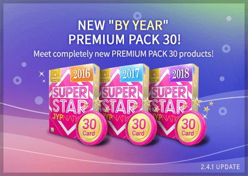 SuperStarJYP's tweet photo. [NEW PREMIUM PACK 30]
The best way to collect the cards that you want!
Check what themes inside of each 'BY YEAR' PREMIUM PACK 30!
2017 PREMIUM PACK 30 From the Inbox!

원하는 카드를 더 쉽게 획득하는 방법!
카드 출시 연도를 미리 확인하고 선택!
지금 접속 시 2017 카드팩 30 지급! https://t.co/mXKxMa7g4y