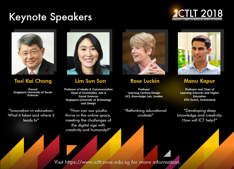 iCTLT18's tweet image. Looking forward to all Keynote and Spotlight Sessions at iCTLT 2018! See you at the conference in #Singapore! ictlt.moe.edu.sg #ictlt18 #edtech #edchat #k12