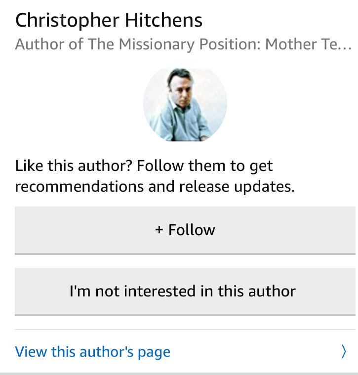 OliverPerks's tweet photo. Yes Amazon, I am a fan of this author and his work. You know this because I’ve bought several of his books from you. Not sure he’ll be posting any release updates, what with him being dead and all, but thanks for the suggestion.
#RIPHitch https://t.co/8WKi6IFkDT