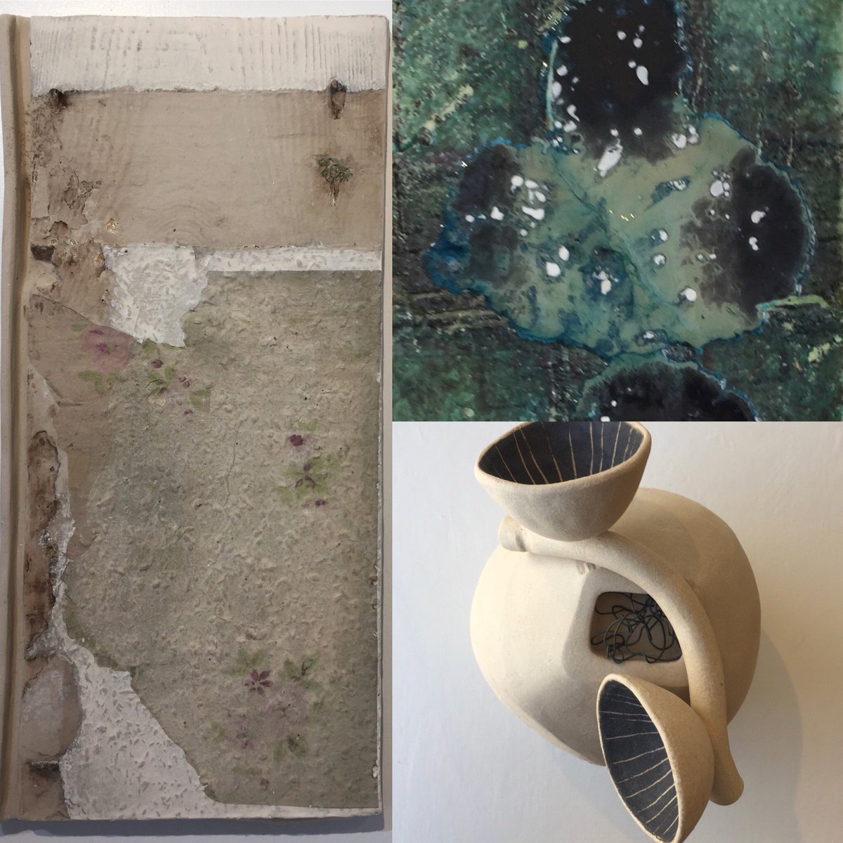 ShaftesburyArts's tweet photo. In the gallery to 8 May - Lin Walker solos exhibition 'What If'. Ceramic reliefs and sculptures responding to found objects in the environment. Closed Sundays .#exploration #discardedobjects #texture #relief #contemporaryart #dorsetlife https://t.co/4fQOhzW19V https://t.co/0h72hiMsZm