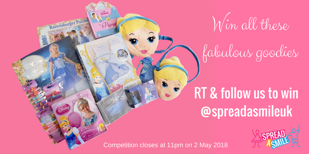 spreadasmileuk's tweet photo. Win win win kids #Cinderella goody bag. Follow us ❤️ &amp; RT to be in with a chance. Competition closes 11pm 2 May 2018. Winner notified on 3 May. UK entrants only 🤞🏻😀 https://t.co/Eatbaxn9U9