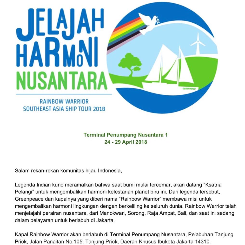 Dalangers, yuk jelajah bareng kapal legendaris Rainbow Warrior <a href="/GreenpeaceID/">Greenpeace Indonesia</a> Ikutan yah bikin kreasi daurulang #tshirtbag dan hampers lebaran bareng SiDalang! GRATIS