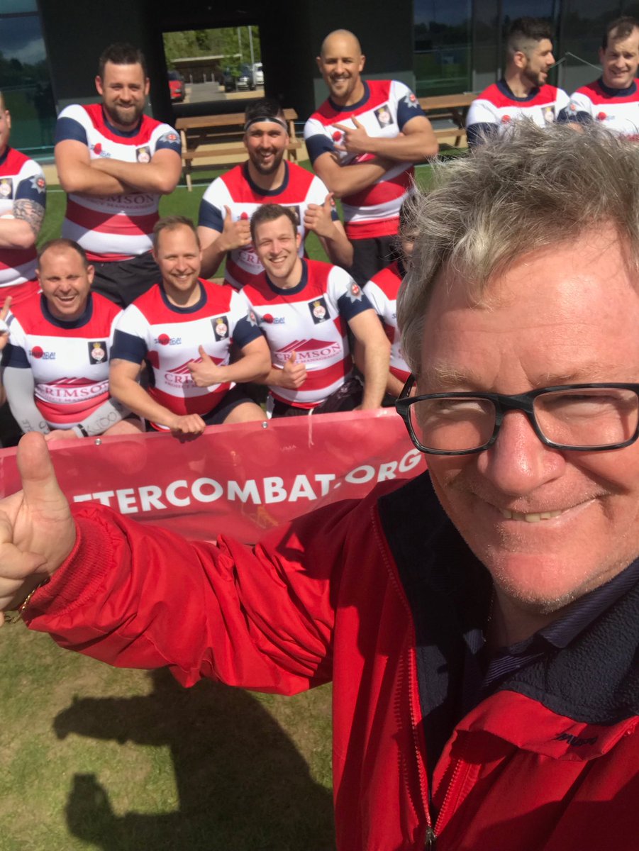 CareafterCombat's tweet photo. Prison Service rugby team. Narrowly beaten by the Fire service with a last minute try.  Jim was substituted after 3 minutes! https://t.co/3fI4VCX5PG