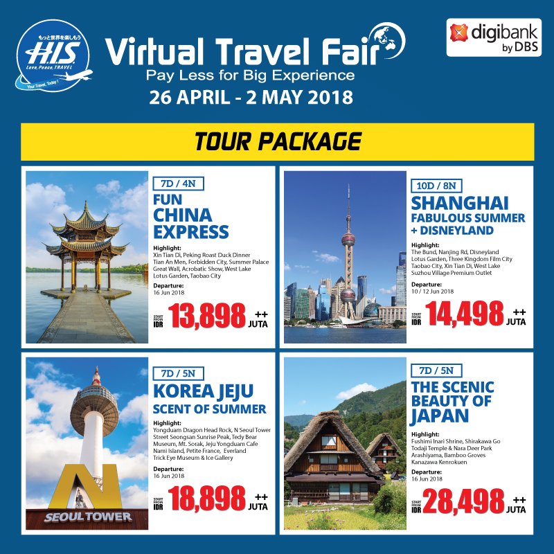 HISTravelID's tweet photo. Dapatkan potongan langsung hingga IDR 1.000.000 dan juga keuntungan lainnya untuk setiap pembelian tiket Internasional selama periode H.I.S. Virtual Travel Fair #SpringSensation. Nikmati terbang ke luar negeri seperti Bangkok, Tokyo, Hongkong, Seoul dengan harga terbaik! https://t.co/QuzbMrD51h