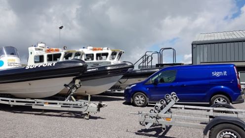 Sign_IT_UK's tweet photo. Great working with @Solentribs creating their marine signage for events and summer fun on the water. For further details on our marine signage solutions call us on 01590 688990. #marinesignage | #eventsignage | #eventsolutions | #branding https://t.co/HPNfhCnqcL