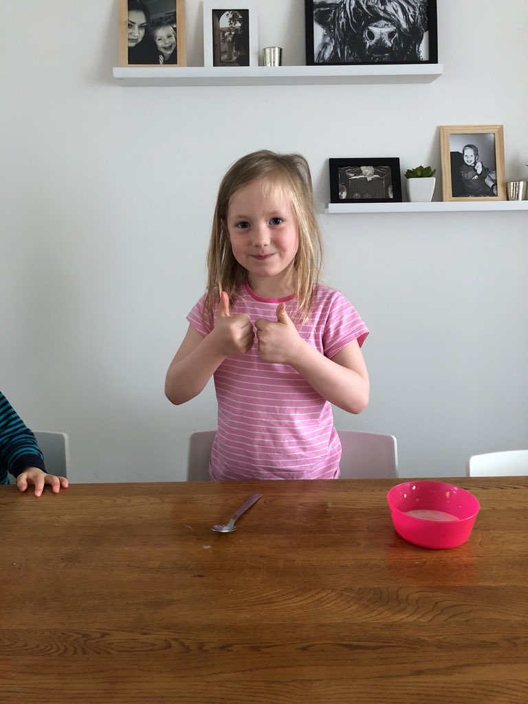 Loves Daddy’s blueberry porridge!