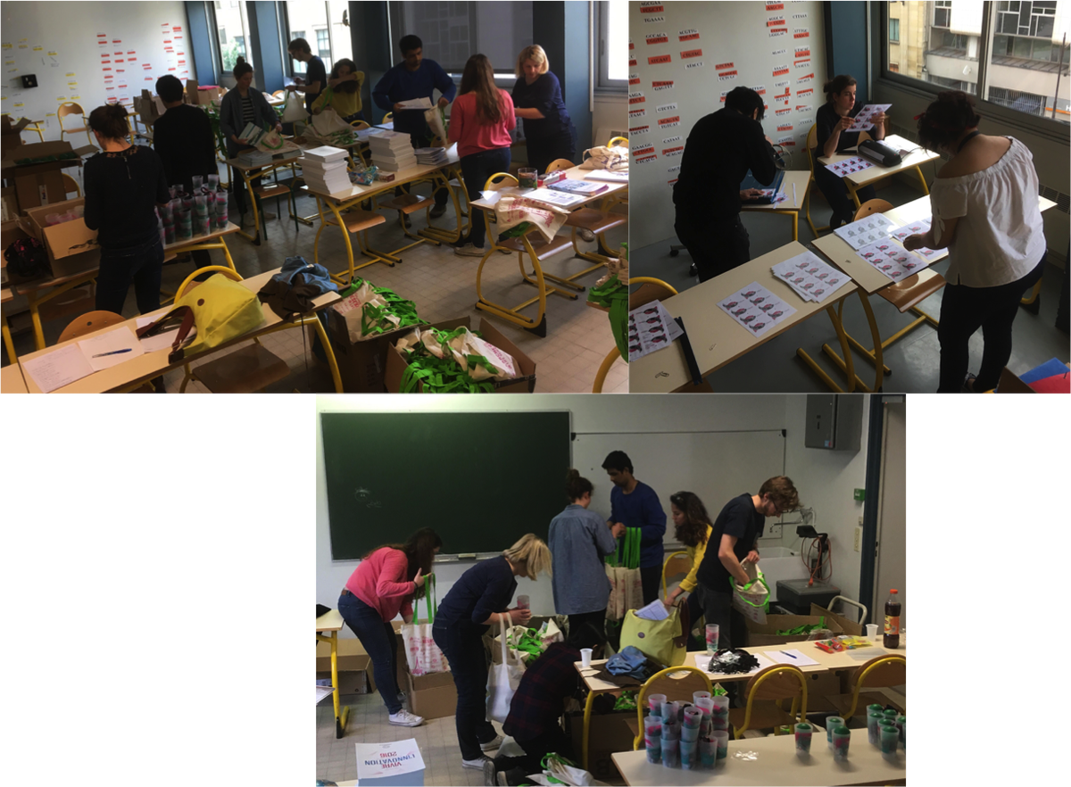 YRLS_federation's tweet photo. Work chain of organizing committee preparing the goodie bags for next week ! #yrls2018 #ensjourdan #paris https://t.co/yYgIfcxhzh