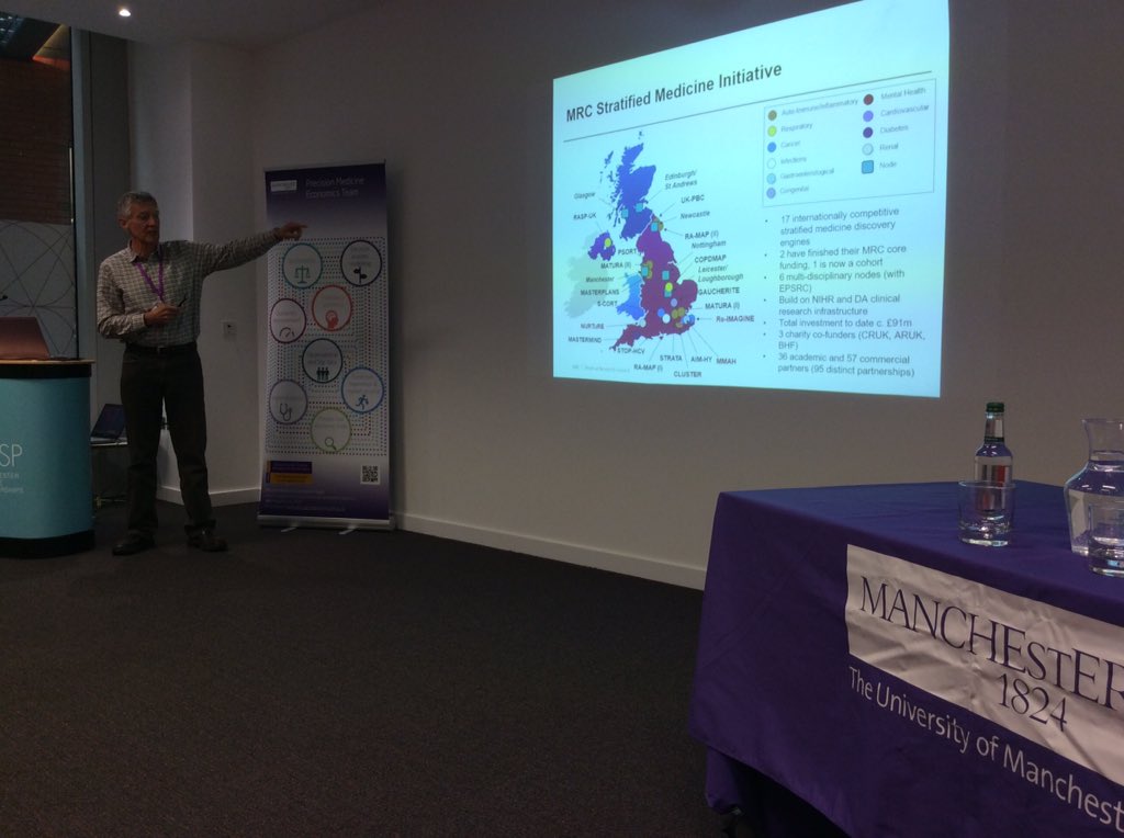 Prof #JohnStageman is speaking about the industry aspects of #precisionMedicine ( #StratifiedMedicine ) #Economics 
@HealthEcon_MCR 
#PMET2018