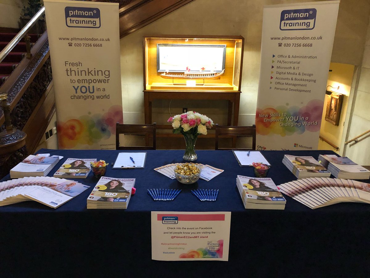 PitmanLondonEC2's tweet photo. We are set up and ready to go at the #askabbie event run by The PA Club. We look forward to meeting you there. Look out for our social queen Fahmida who will be out and about taking selfies! #pitmantraininglondon #freshthinking https://t.co/6vtLDQIPJ2