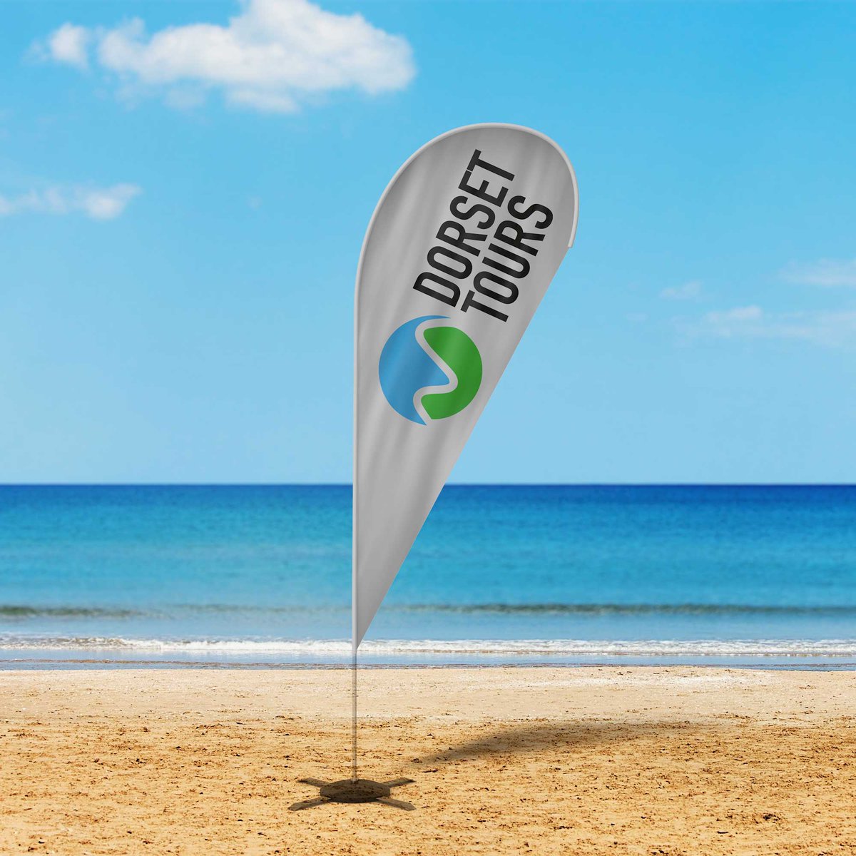 WykeCreative's tweet image. Spreading some sunshine on this rainy day, flying the flag for Dorset Tours - wykeprint.com/printing-signa… #teardropflags #featherflags #promotionalproducts #standout
