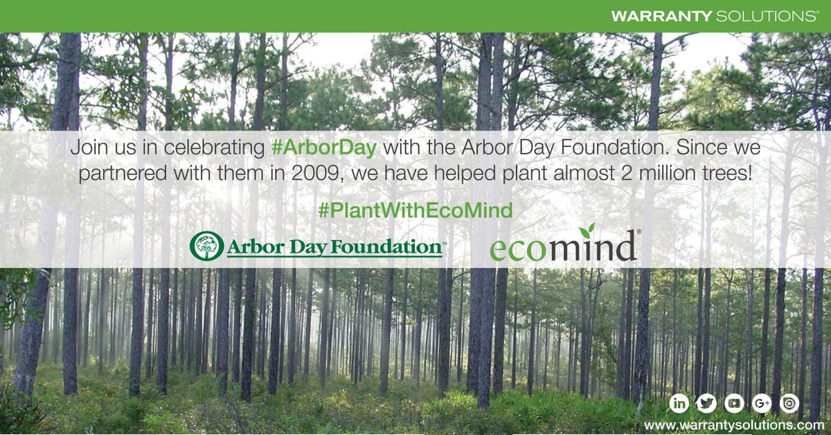 WS_Amynta's tweet photo. Join us in celebrating #ArborDay with the @ArborDay Foundation. Since we partnered with them in 2009, we have helped plant almost 2 million trees! #PlantWithEcoMind https://t.co/dTLgP9yiEn