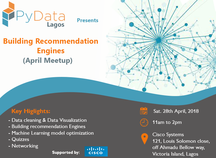 KelvinOyanna's tweet image. Tomorrow, we will be we be talking extensively about Recommendation engines and how you can build one. #PydataLagosAprilMeetup
