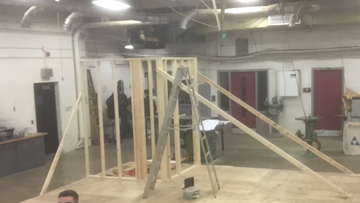 The tiny house build is beginning in home repair up at the high school! #WeAreLamphere