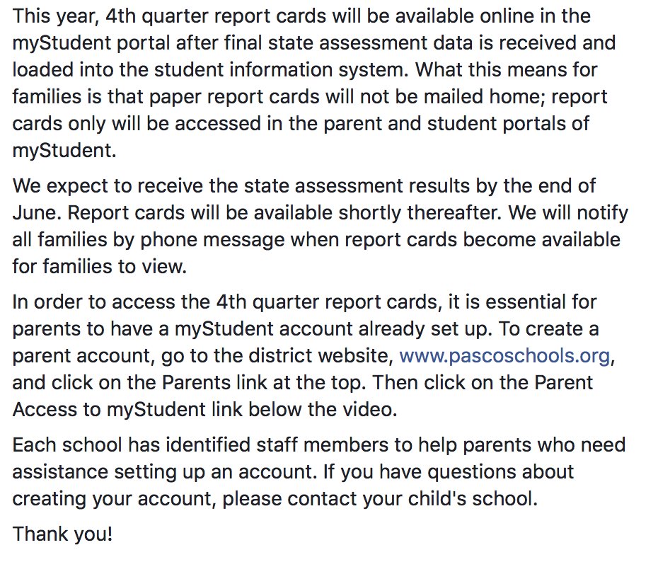 Important 4th quarter report card information.