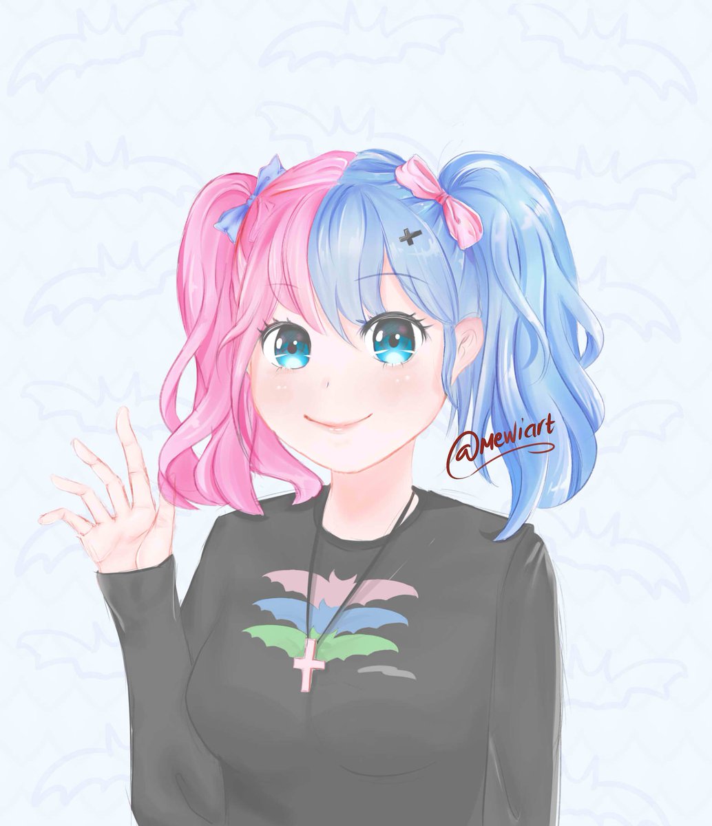 Anime girl with multi color hair
