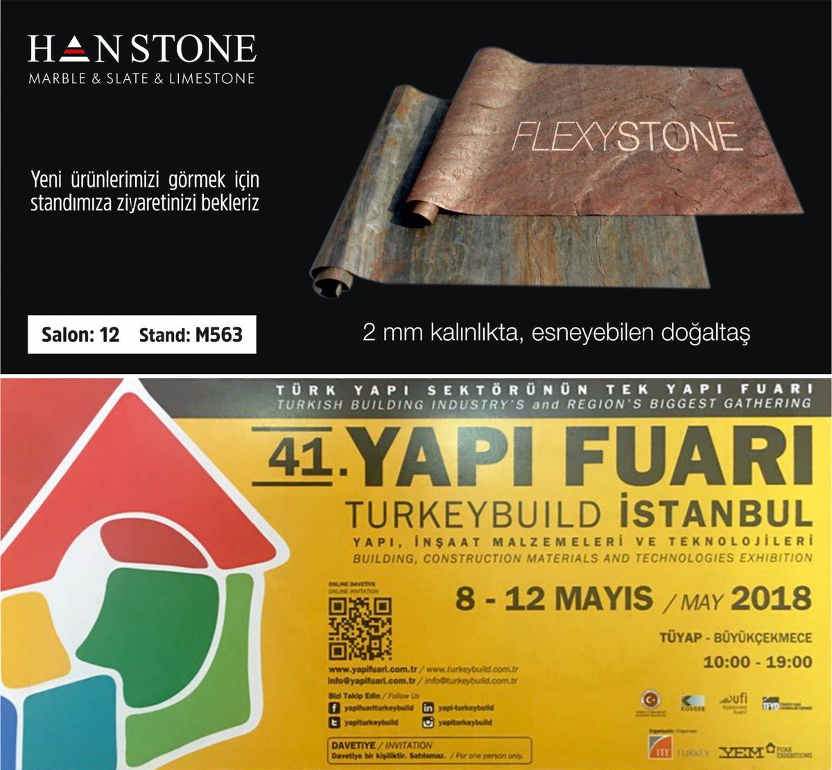 HanstoneTurkiye's tweet image. 8-12 Mayıs'ta:
Yeni ürünlerimizi görmek için standımıza ziyaretinizi bekleriz.
Detaylı Bilgi İçin;
hanstone.com.tr
flexystone.com
masastone.com
#HanStone #Stone #mermer #flexi #İstanbul #TuyapYapıFuarı #YapıFuarı #homedesign #designer