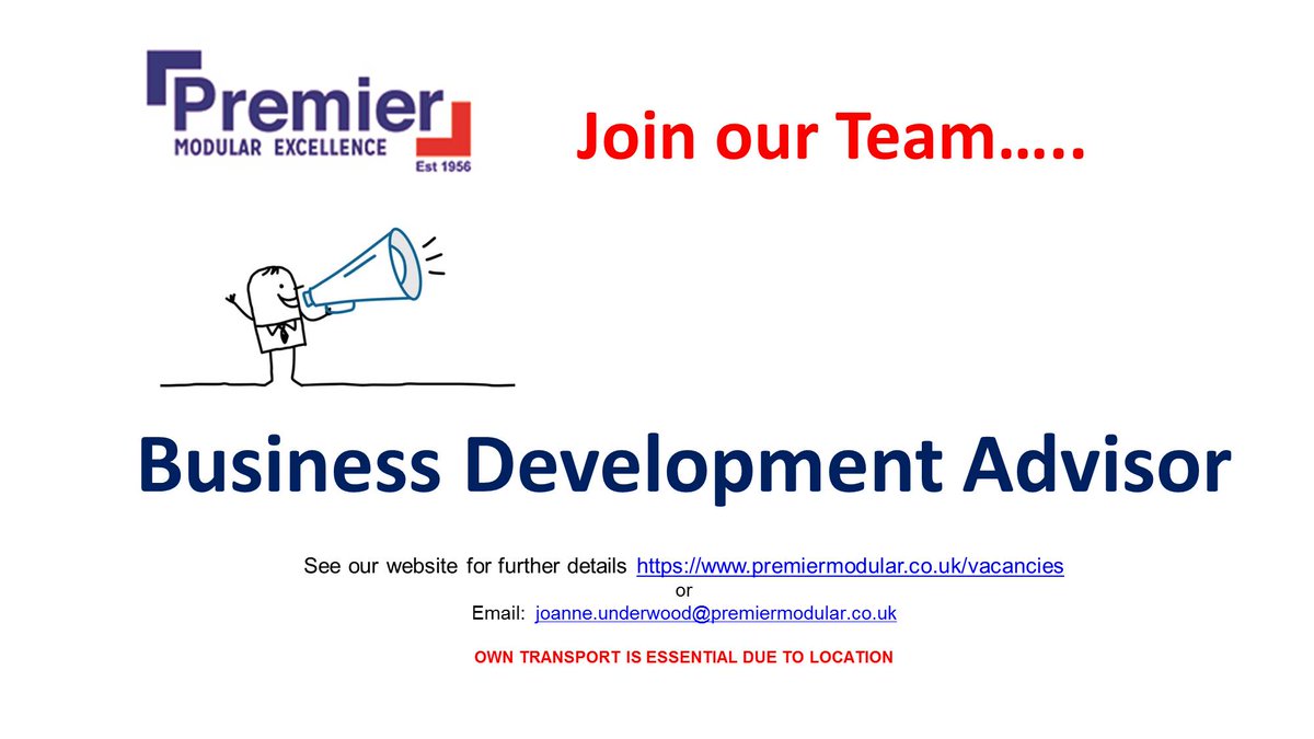 Premier_Modular's tweet image. Business Development Advisor #premiermodular

See our website for further details: premiermodular.co.uk/vacancies 

#BDA #telesales #businessdevelopment #joinourteam #modularconstruction
