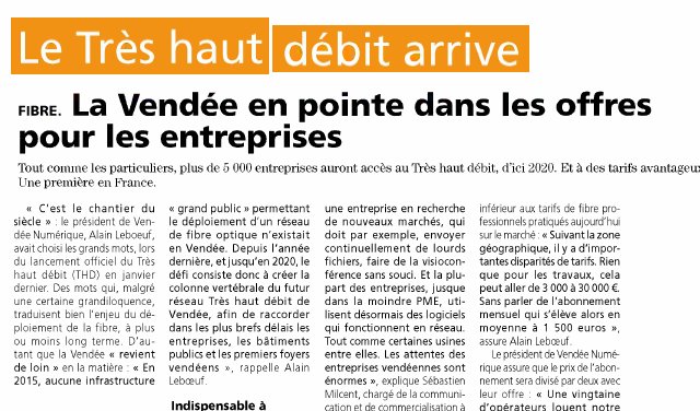 Vendeenumerique's tweet photo. Merci Le Courrier Vendéen et Ouest-France Challans pour leurs explications cette semaine sur l'arrivée du Très Haut Débit à Challans et plus largement sur la Vendée... https://t.co/59Ux8hGOyE