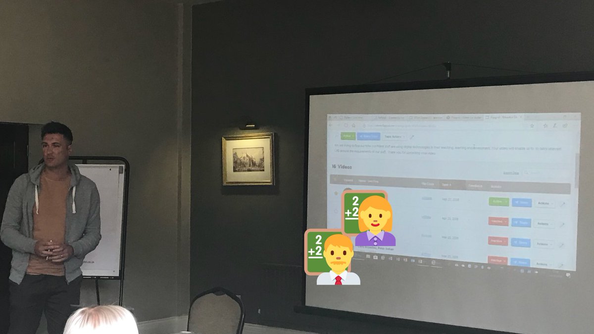 PDNorth_FE's tweet photo. Andy Dixon from Bishop Auckland College demonstrating using @Flipgrid to gain reflective feedback from staff and students alike. These videos are excellent for closing the feedback loop #AfL #RARPA #OTLA #OTLAdigital #digitalETF #OTLANEC @E_T_Foundation https://t.co/4Ftl73pAdW