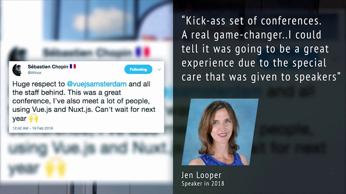 JobboardDigital's tweet image. 😱 VUEJS AMSTERDAM 2019 👑 Kingsday teaser video released 👑 ;)  buff.ly/2HV5Oss🚀  👑 

Surprise &amp;gt;&amp;gt; buff.ly/2HXcRRI  and more info to come ( buff.ly/2HzsHhZ )

#vuejsamsterdam #vuejs #vue #javascript #react #laravel #angular #php #frontend