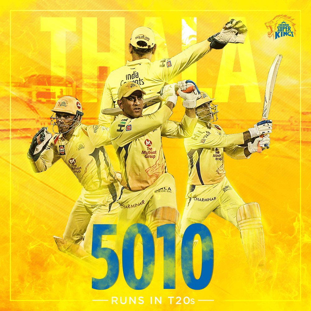 ChennaiIPL's tweet photo. The man who led the first team to win the World T20 Championship becomes the first man to score 5000+ runs as captain. What a fitting tribute for the shortest format of the game! #WhistlePodu #Thala #Yellove 🦁💛 https://t.co/7tR0mi2SFg