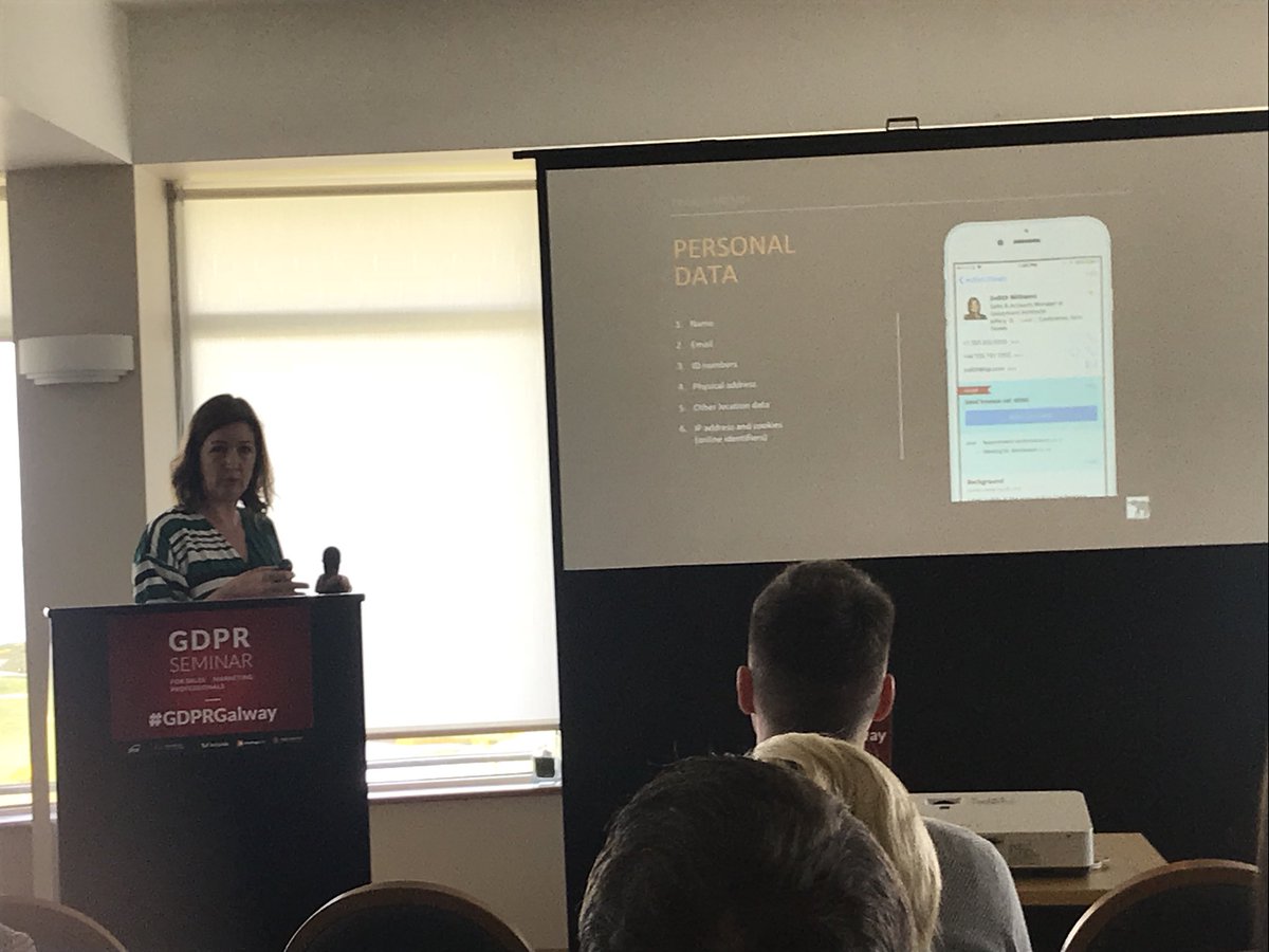 Ronanwalsh's tweet photo. Great tips and advice on GDPR from @OnePageCRM at the #GDPRGalway @galwaybaygolf @SnapGalway https://t.co/HsPM6DwbBD