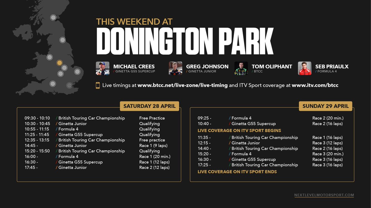 The team are all back out in action this weekend at Donington Park for Round 2! Live racing from 11:35, here's how you can follow and support if you want to:

⏱ Live timings ➔ tsl-timing.com/event/181703
🖥 ITV coverage ➔ itv.com/btcc