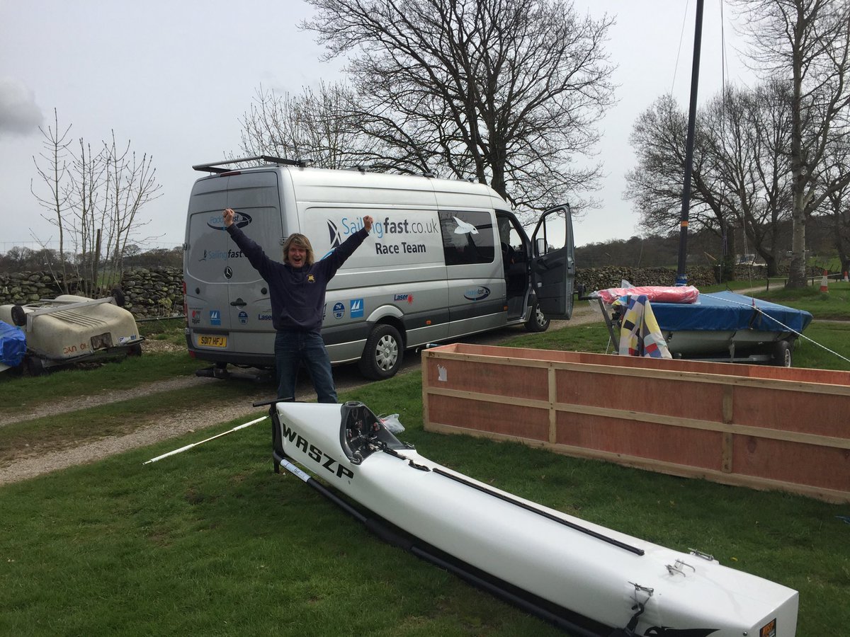 Sailingfastuk's tweet image. A very happy customer with his shiny new @thewaszp @ClubUYC #foilingfun #deliveringfastersailors @waszp_uk