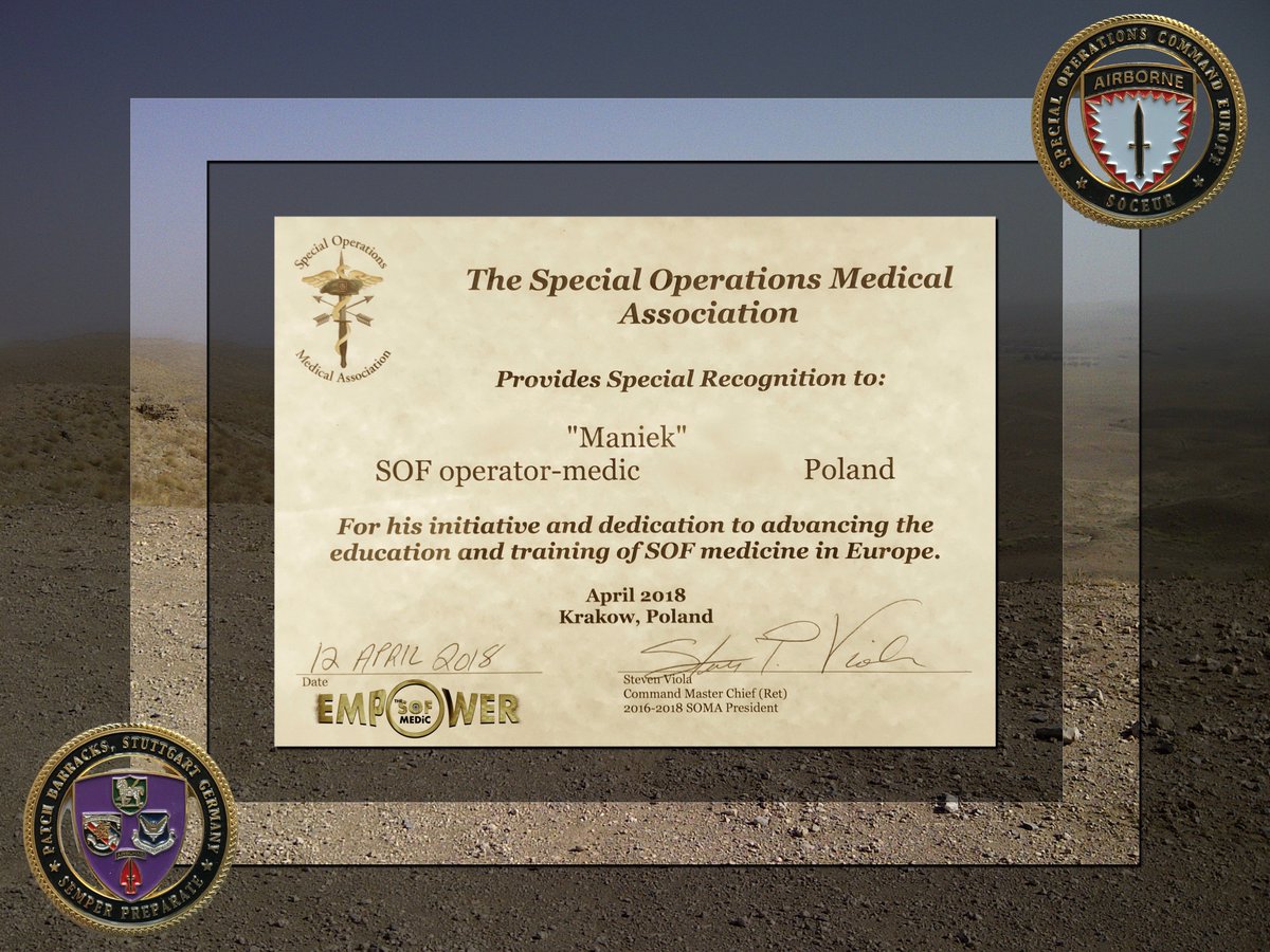 SpecOpsMedics's tweet photo. On final countdown to #SOMSA18. May 13-17, 2018 - Charlotte USA https://t.co/2HAATCNEjU Don't miss the #MessNight - #SOFmedic celebration! In Kraków, Poland we've celebrated @empowerSOFmedic team! See FB link https://t.co/UCx1PZY7Np #empowerSOFmedic @US_SOCEUR https://t.co/e9Zmjjytpg