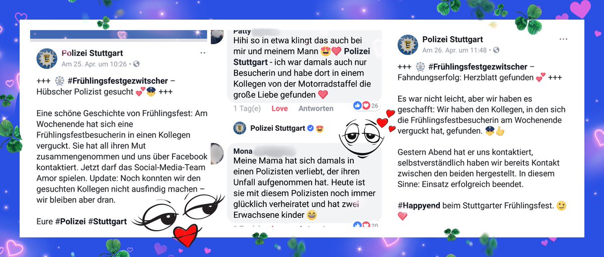 Team_RuAfuE's tweet photo. Stuttgart/Frühlingsfest
Frau verguckte sich in schmucken Polizisten, FB-Seite der Polizei Stuttgart half ihr, den Polizisten ausfindig zu machen.

Kontakt wurde hergestellt ❤
#Liebe #Lovestory #Polizei #Frühlingsfestgezwitscher #Stuttgart 
Quelle: https://t.co/kvadbYn7UY
-Nele- https://t.co/PDO3czikCu