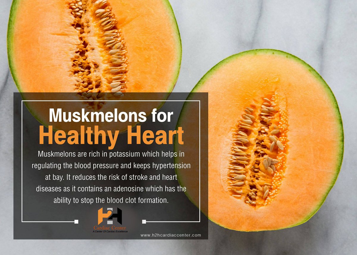 H2HCardiaCenter's tweet photo. Muskmelons prevent diseases related to heart with adenosine that contains blood-thinning factors. The potassium content helps reduce cardiac problems and heart disorders such as heart attack and likewise. https://t.co/BoLy8l22iC