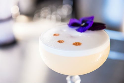 Lavender Lady; Beefeater gin shaken with orange blossom, peach pulp, Briottet Creme de Peche & fresh lavender #ivychelsegarden #kingsroad #spring