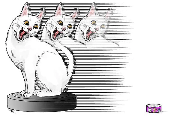 高速のルンバに乗ってる時に落ちてる猫缶に気付いたネコ 