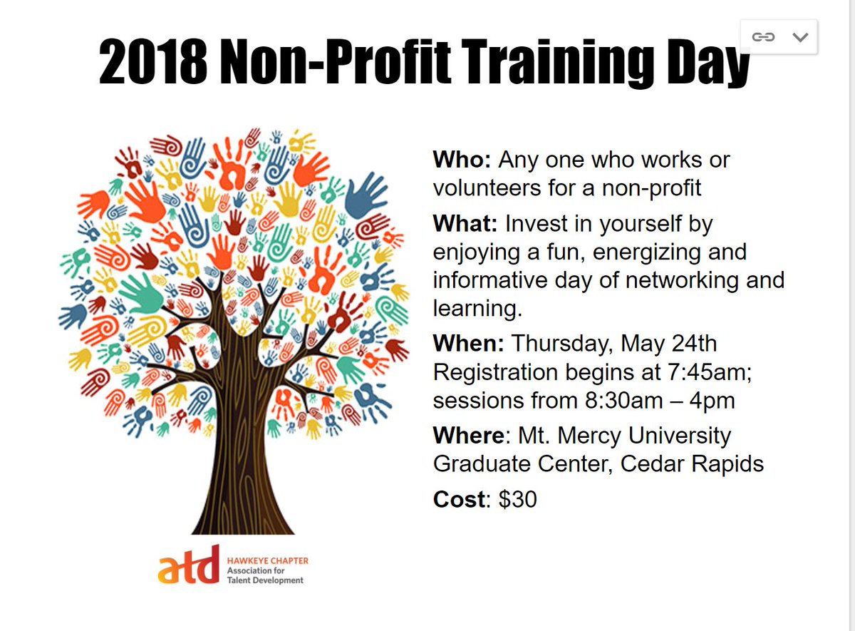 2018 Non-Profit Training Day is coming May 24th, register now hawkeyeatd.org/event-2858094