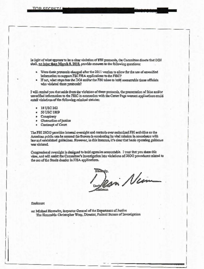 We must remind  @DevinNunes, his lies as presented in this report to Congress and to America could entail violations of:18 U.S. Code § 1001ConspiracyObstruction of Justice Contempt of Congress