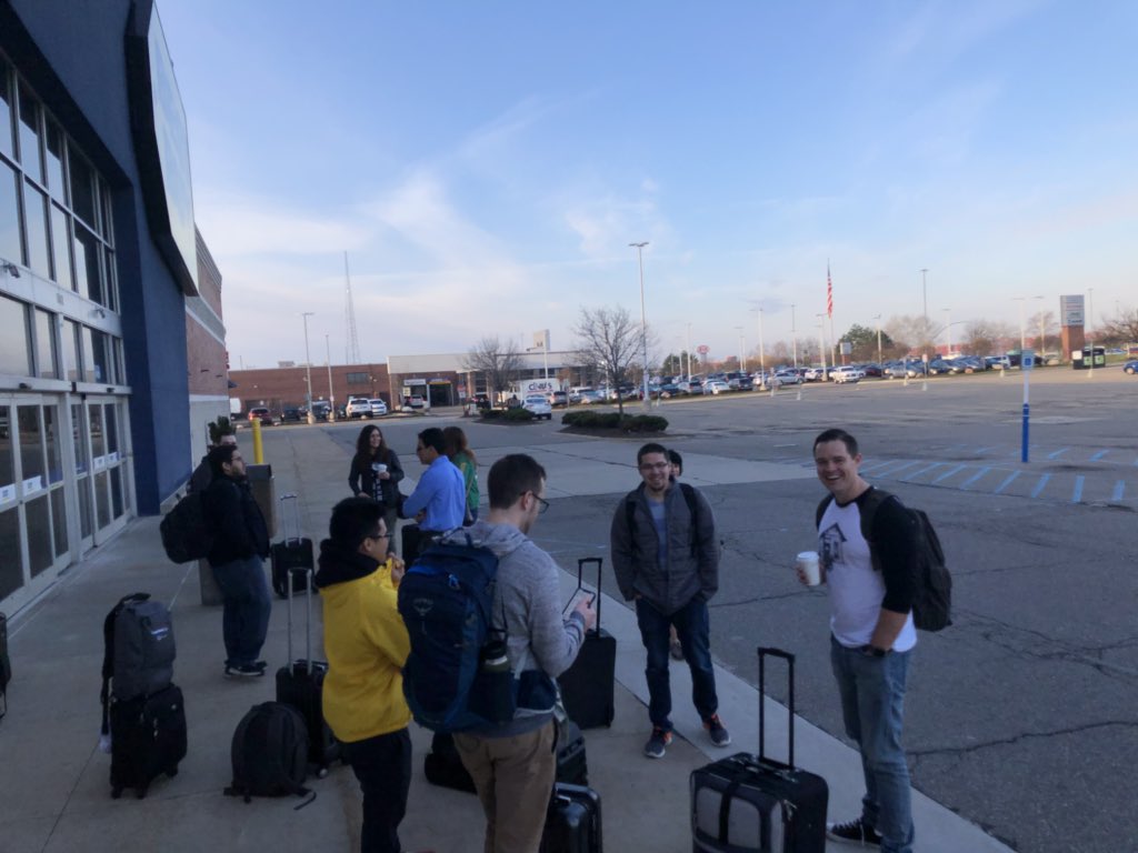 caffeinatedwes's tweet image. #StartupBus day 1: We&apos;re waiting for our bus in front of a Best Buy.