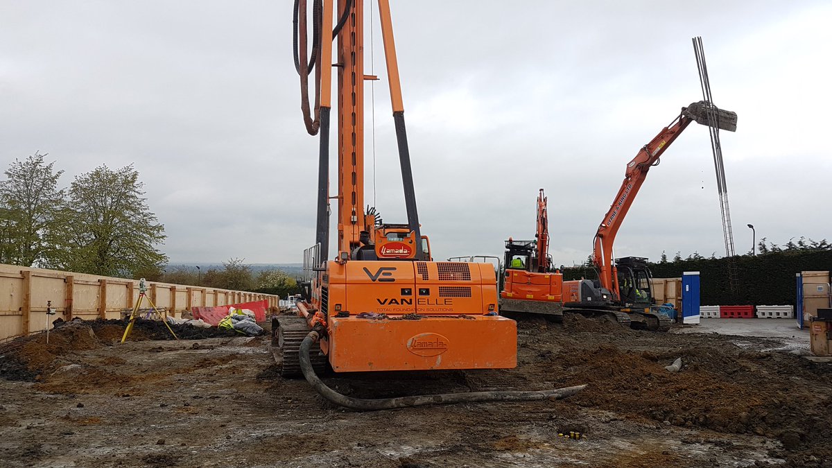 Piling setting out at the John Radcliffe hospital in Oxford.
