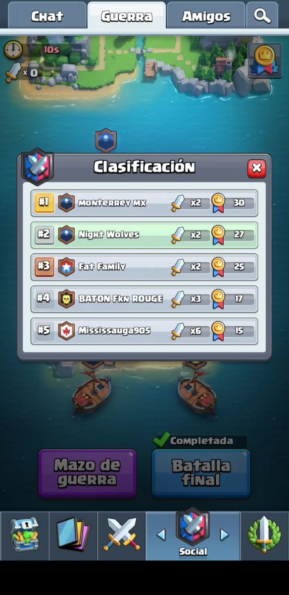 🥈Y este es el resultado de nuestro primer encuentro en Clan Wars. Muy contentos por haber quedado en una muy buena posición, aunque intentaremos subir a ese primer puesto en lo que queda de temporada💪. #gowolves🐺