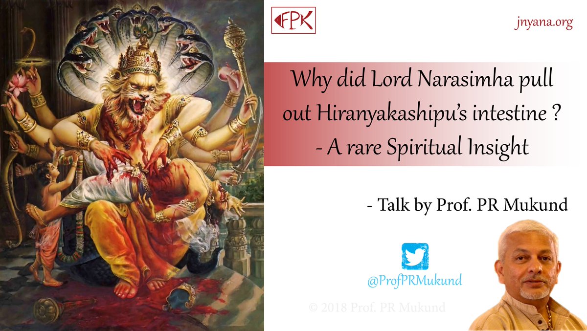 ProfPRMukund's tweet image. Why did Lord Narasimha pull out Hiranyakashipu&apos;s intestine ?

Watch Now - youtu.be/dhezL07Yihw

Narasimha Jayanthi offering. Share and help make this a Spiritual celebration. #NarasimhaJayanthi #LordNarasimha #VedicWisdom #Spirituality
