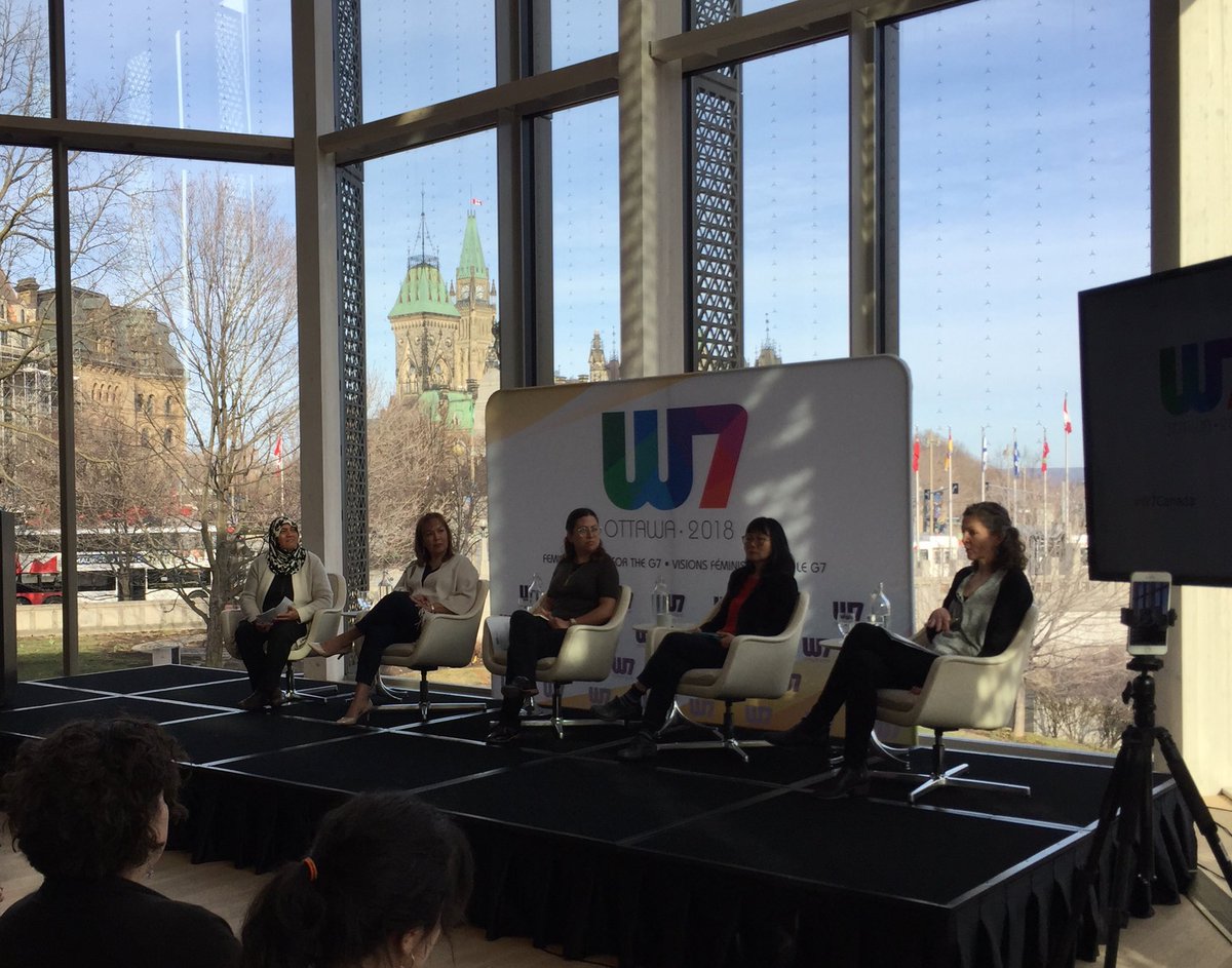 Always ask for system change, nothing less. Make space for indigenous women at the table. Fund women’s rights orgts bc important solutions/ideas happening there. #W7Canada #TheFutureisFeminist