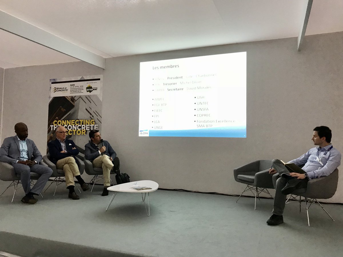 patdesmerger's tweet photo. @WOCEurope Table ronde Enjeux et débouchés du #BIM modérée par Rémi Lannoy @Le_CERIB avec les interventions de @GillesCHARBONN3 @ADNc_org Christian Herreria #Industrie du #Béton et Christian Kamgaing groupe Arcade https://t.co/QzzLTwWI6S