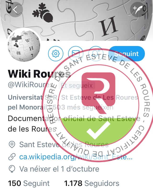 Covilatants del nostre petit gran poble (o metròpolis) ja som mes de 1️⃣8️⃣0️⃣0️⃣ !!entitats, institucions i coses. Descartem la feina de <a href="/WikiRoures/">Wiki Roures</a> en classificar el que es inclassificable, i li atorguem el registre d’honor. Adjuntem llistat. 
ca.sant-esteve-de-les-roures.wikia.com/wiki/Llista_d%…